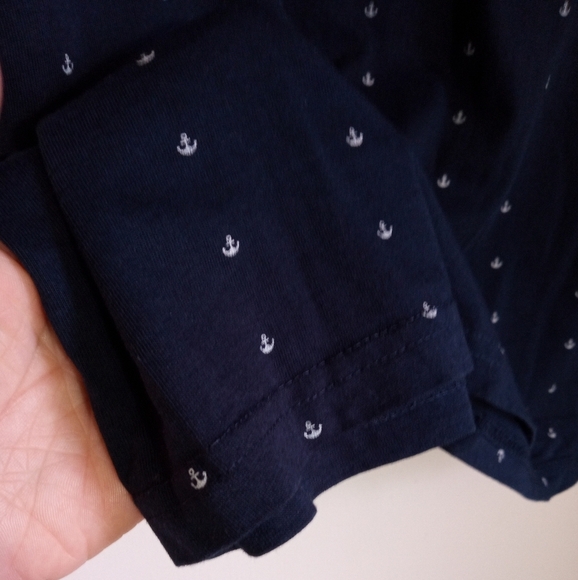 Denim & Flower by Ricky Singh navy blue short sleeve with anchor pattern boy XL - Picture 2 of 5